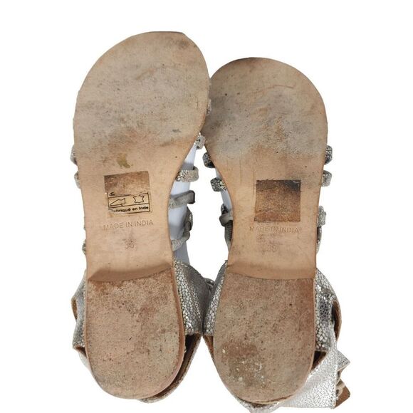 Free People Women's Juliette US7,5 EU38 Silver Metallic Lace Gladiator Sandals - Picture 12 of 14